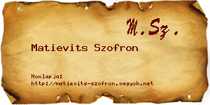 Matievits Szofron névjegykártya